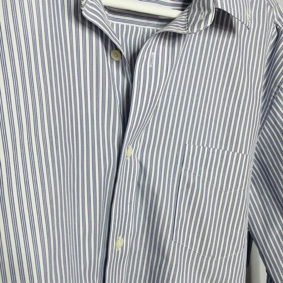 Mens Button Up Dress Shirt Giordano Blue Stripe Long Sleeve Top Size XL - Picture 5 of 7
